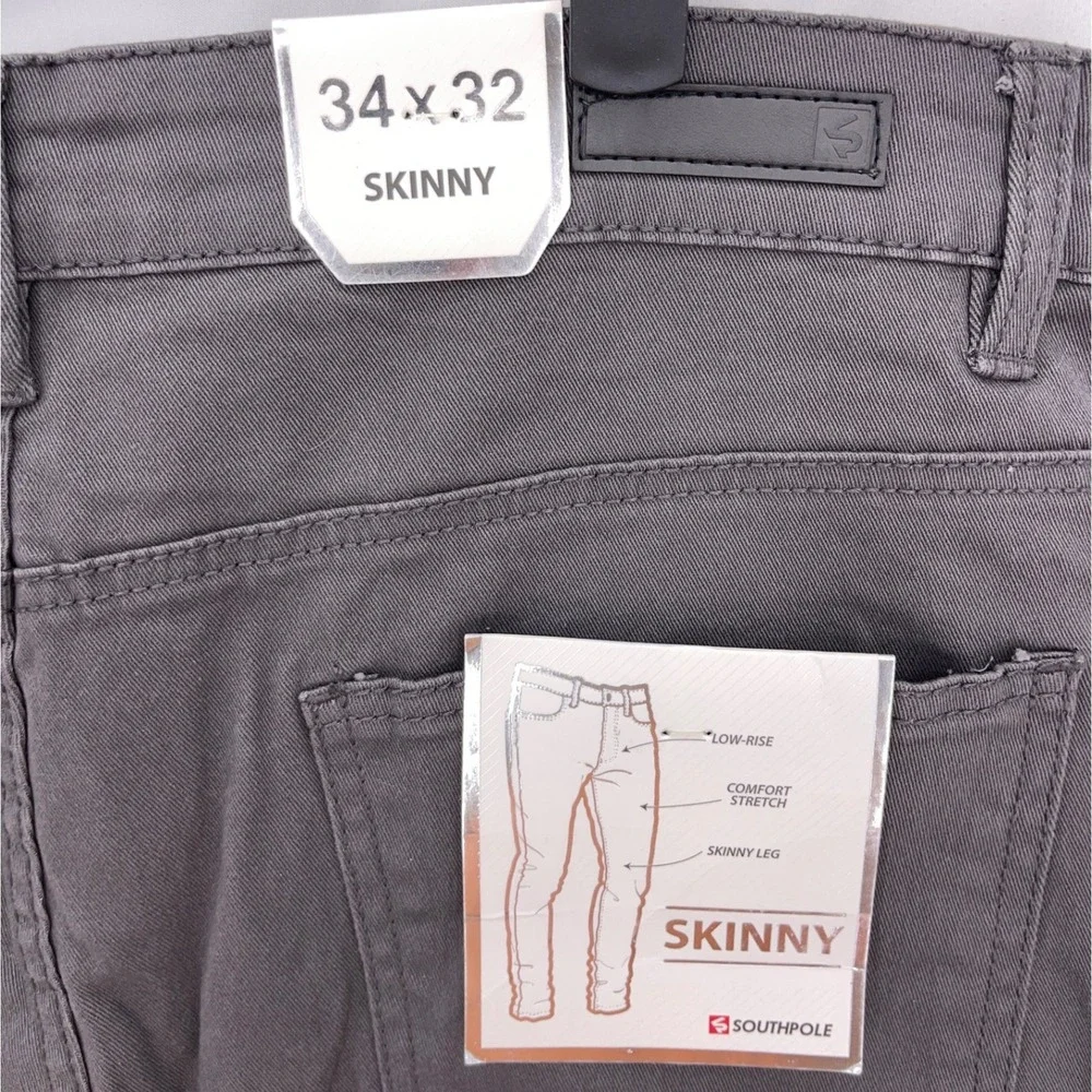 Southpole Dark Grey Skinny Pants 34x32 Active Flex 4-Way Stretch Low Rise
